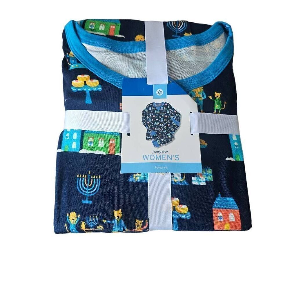 Family sleep Hanukkah womens plus 2X bluepajama set